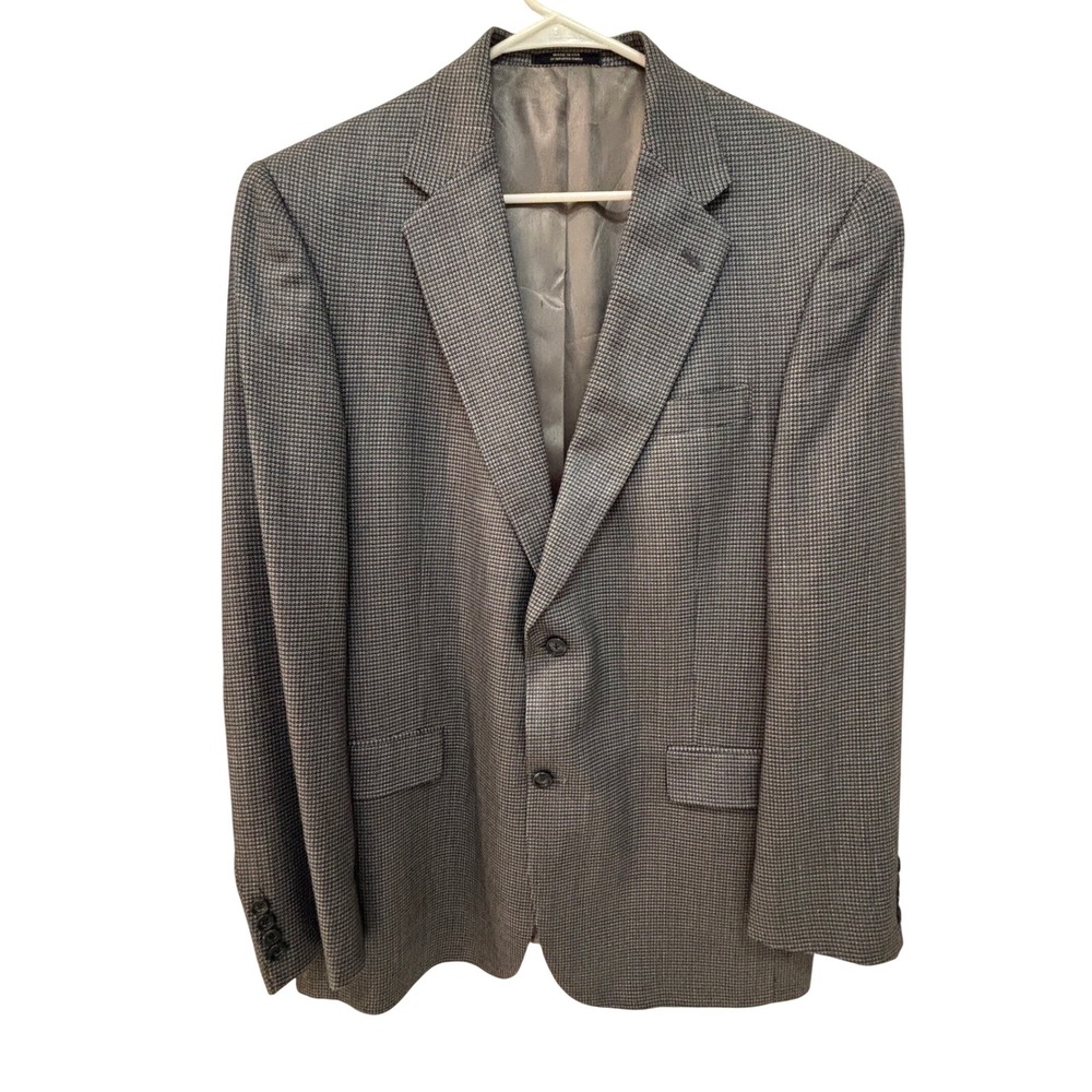 Hart Schaffner‎ Marx Nordstrom Mens 44L Grey Micro Houndstooth Sport Coat Blazer